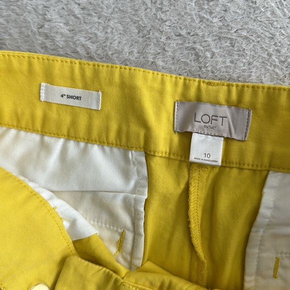 Ann Taylor Loft 100% Cotton yellow shorts - Picture 2 of 4